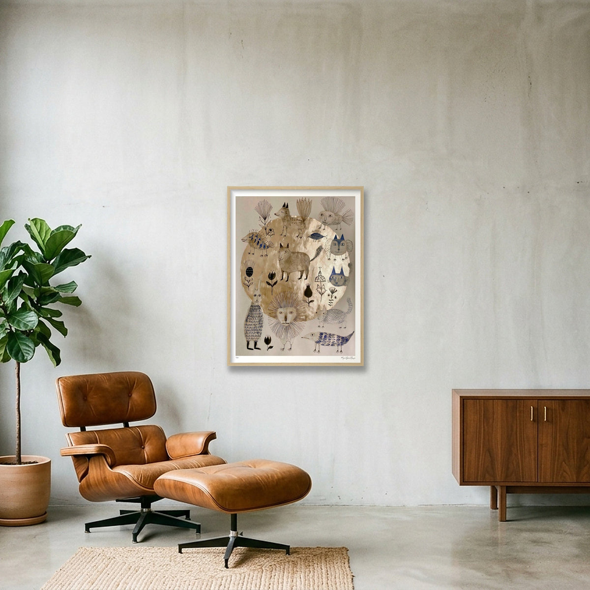The Orchard of Listening Faces — 60×80cm, 24×31" Oak Frame